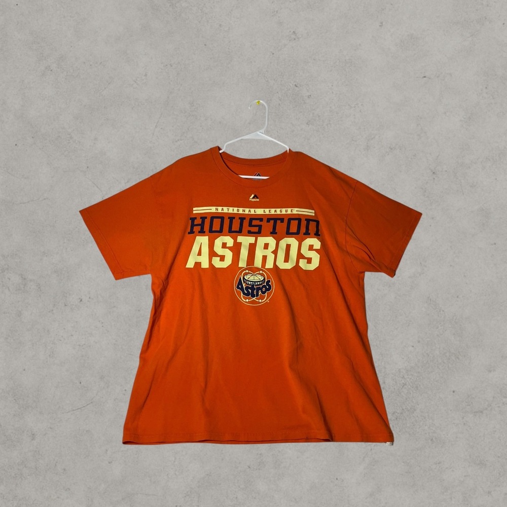 Majestic Houston Astros National League MLB Graphic T-Shirt Orange Mens XL